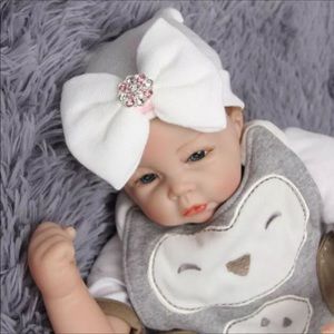 New Girls Infant Striped Soft Hat with Bow Newborn